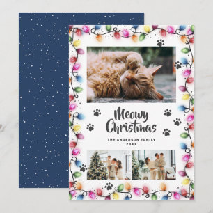 Färgglada Ljuss blå Julkort Foto Meowy