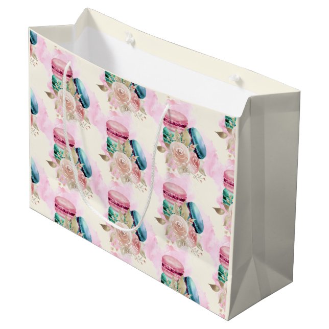Färgglada makaroner och blommor Vattenfärg mönster (Framsidan Vinklad)