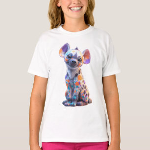 Färgglada Målade Fläckiga Hyenbarn Ungar T Shirt