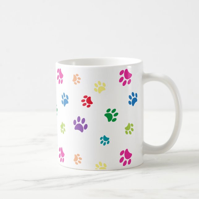 Färgglada målade tassavtryck kaffemugg (Höger)