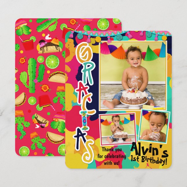 Färgglada Målarfirande Tack Tack Foto Inbjudningar (Fram/baksida)