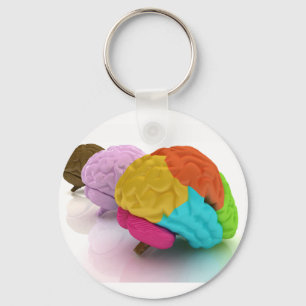 Färgglada människahjärnor Keychain Nyckelring