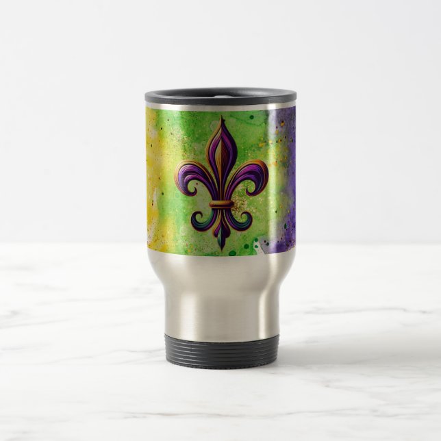Färgglada Mardi Gras Fleur de lis Resemugg (Center)