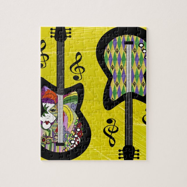 Färgglada Mardi Gras-gitarrer Pussel (Vertikal)
