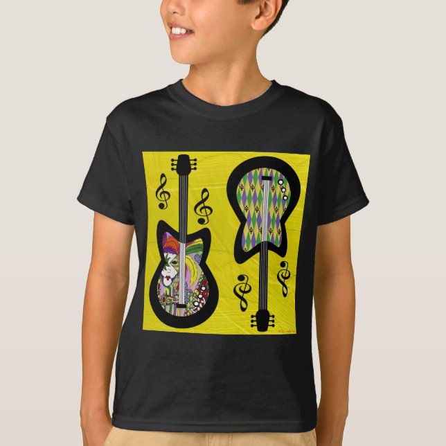 Färgglada Mardi Gras-gitarrer Tee Shirt (Framsida)