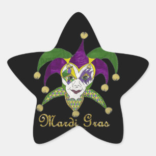 Färgglada Mardi Gras-narrar Mask Stjärnformat Klistermärke