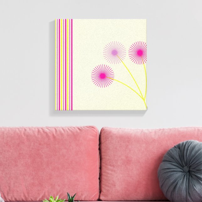 Färgglada maskrosblommor, ränder, boho abstrakt canvastryck (Insitu (Vardagsrum))