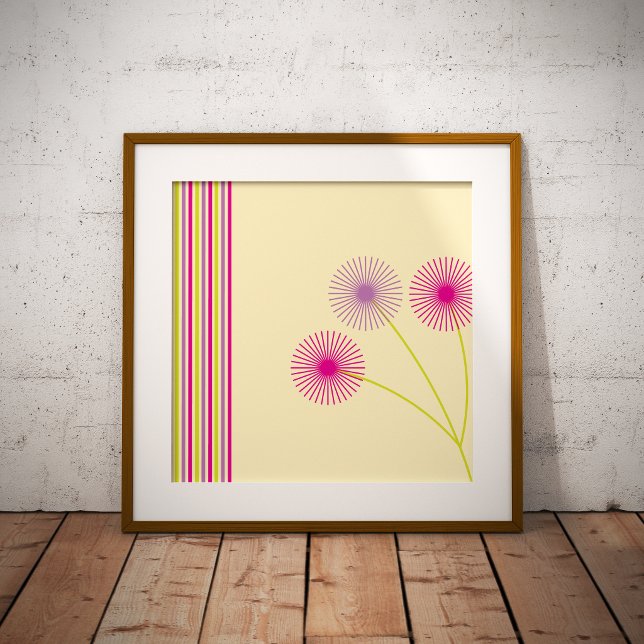 Färgglada maskrosblommor, ränder, boho abstrakt fototryck (Skapare uppladdad)