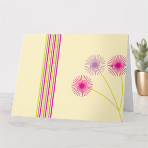 Färgglada maskrosblommor, ränder, boho abstrakt kort