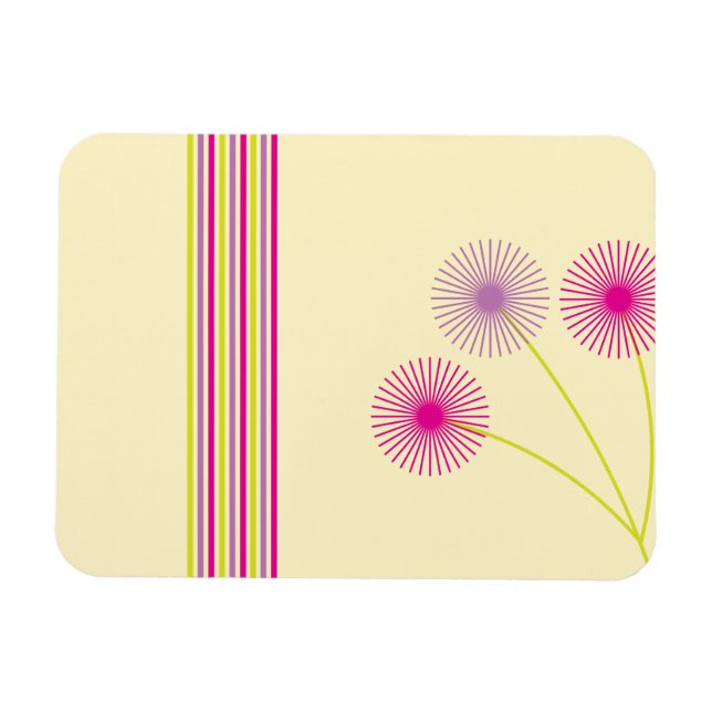 Färgglada maskrosblommor, ränder, boho abstrakt magnet (Horisontell)