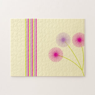 Färgglada maskrosblommor, ränder, boho abstrakt pussel