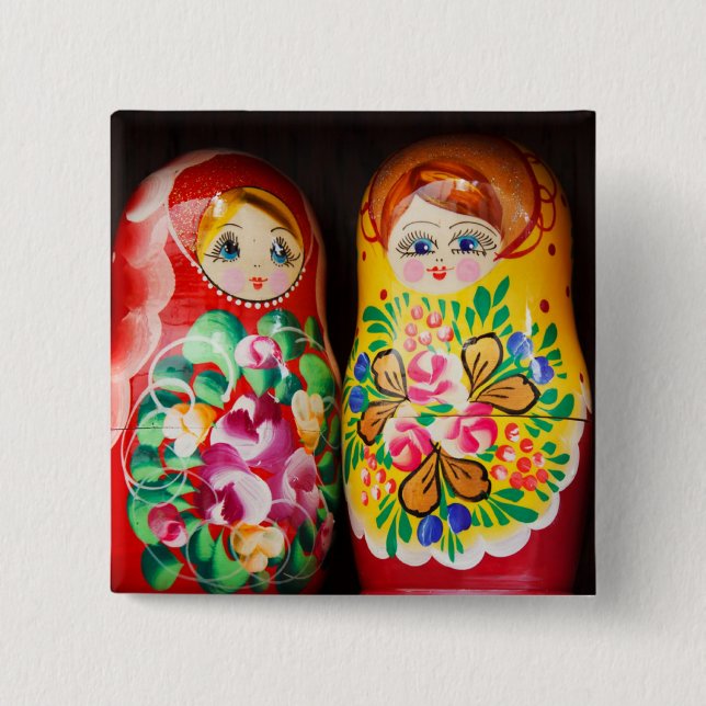 Färgglada Matryoshka-dockor Knapp (Framsida)
