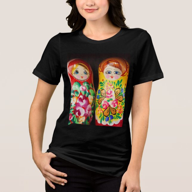 Färgglada Matryoshka-dockor T Shirt (Framsida)