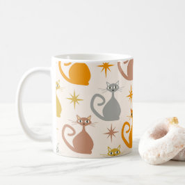 Färgglada Mid Century Atomkatten med stjärnexplosi Kaffemugg