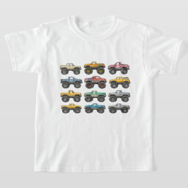 Färgglada Monster Trucks Röst Upp Barn T Shirt