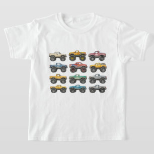 Färgglada Monster Trucks Röst Upp Barn T Shirt