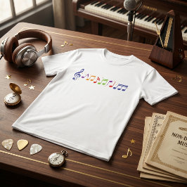 Färgglada Musiknoter Diskantklav Musiker T-Shirt