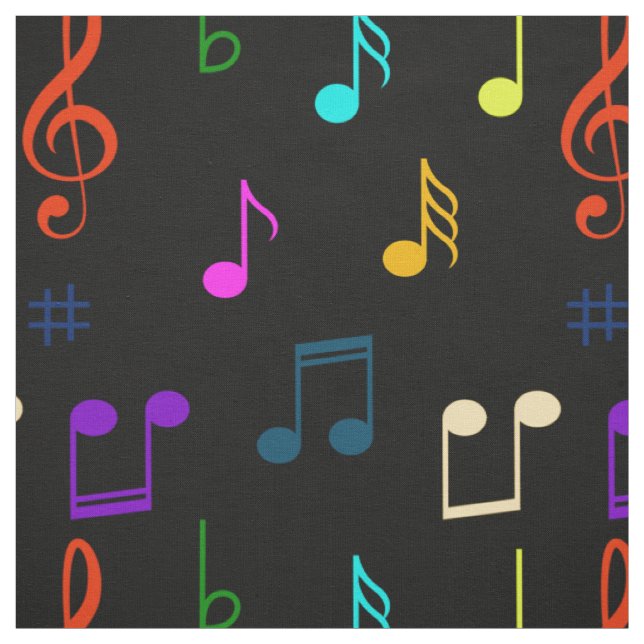 Färgglada musiknoter Musiker Musiknot Konst Tyg (Provkarta)