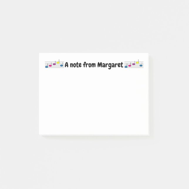 Färgglada musiknoter Notlinje Anpassa Post-it Block (Framsida)