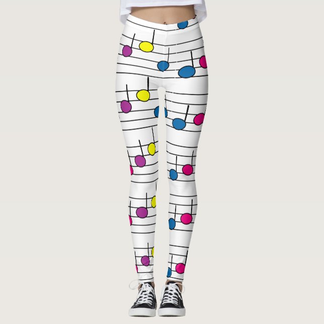 Färgglada musiknoter notrad leggings (Framsida)