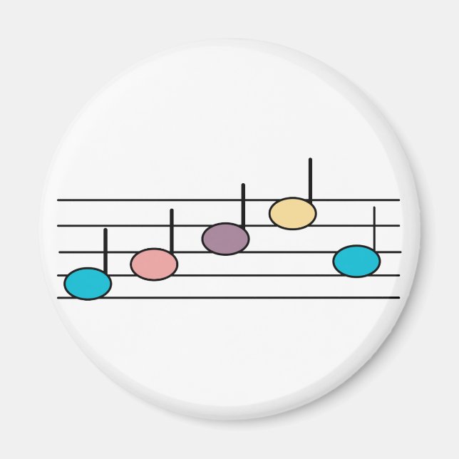 Färgglada musiknoter Pastell Mönster Magnet (Framsidan)