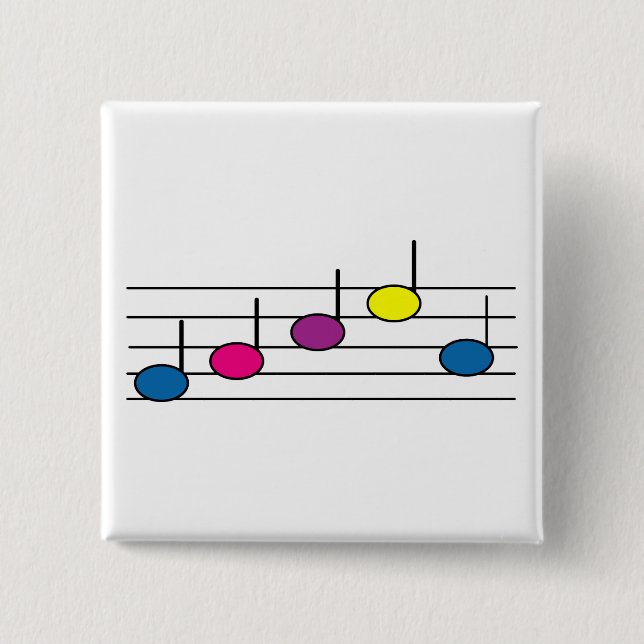 Färgglada musiknoter rosa lila gul blå knapp (Framsida)