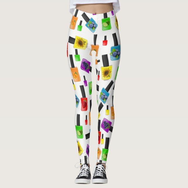 Färgglada nagellack Leggings (Framsida)