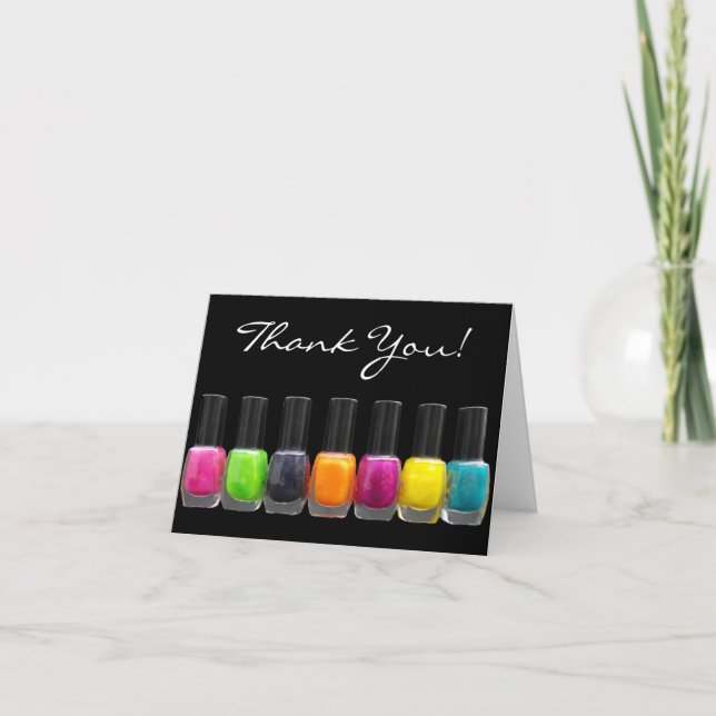 Färgglada nagellacksflaskor, nagelsalong tack kort (Framsida)