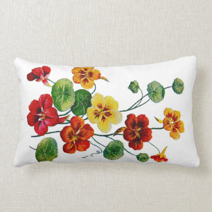 Färgglada Nasturtiums Falskt Broderad Kudd Lumbarkudde