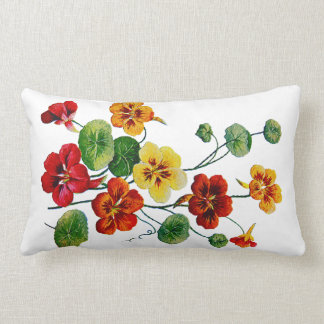Färgglada Nasturtiums Falskt Broderad Kudd Lumbarkudde