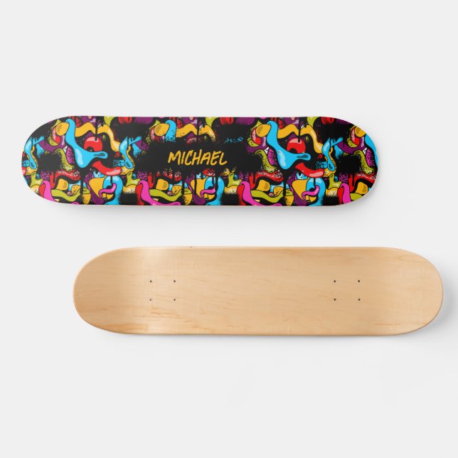 Färgglada Neon Graffiti Hip Hop Gatukonst Barn Mini Skateboard Bräda 18,5 Cm (Horz)