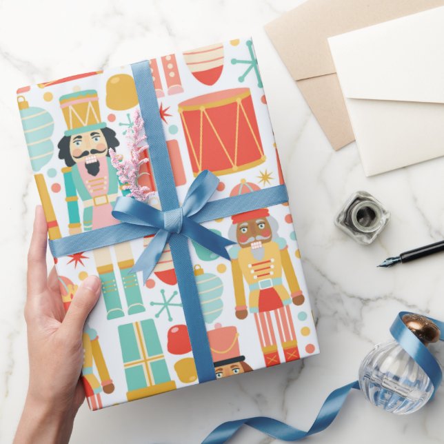 Färgglada nötknäppartrumma jul snöflingor presentpapper (Gifting)