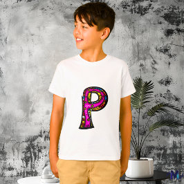 Färgglada och roliga monogram P Tribal och Doodle T Shirt