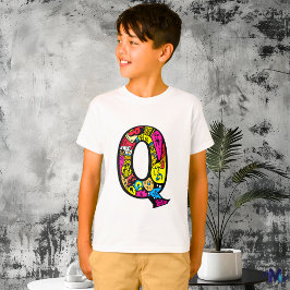 Färgglada och roliga monogram Q Tribal och Doodle- T Shirt
