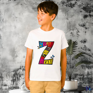Färgglada och roliga monogram Z Tribal och Doodle T Shirt