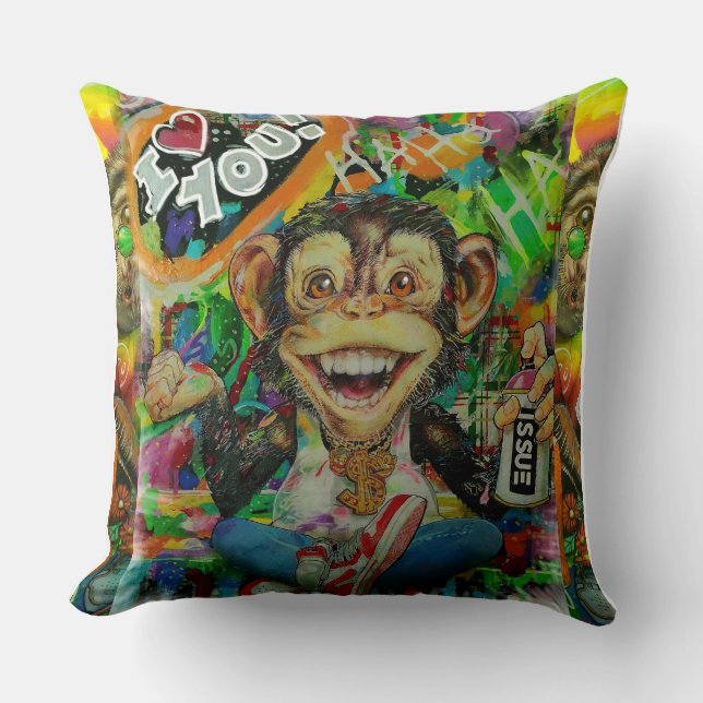 färgglada och roliga puffs baserade på popkonst. kudde (Framsida)