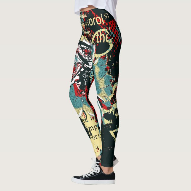 Färgglada och trendiga abstrakta mönsterleggings leggings (Vänster)