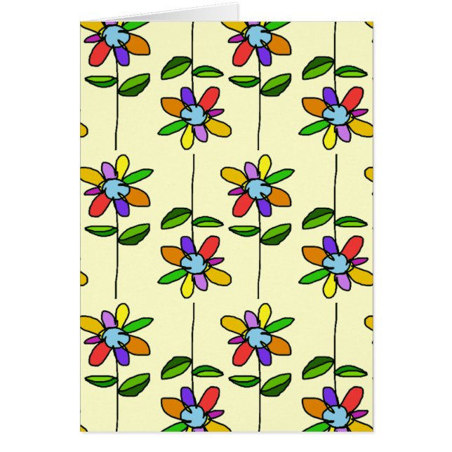 färgglada och vackra blommönster hälsningskort (Framsidan)