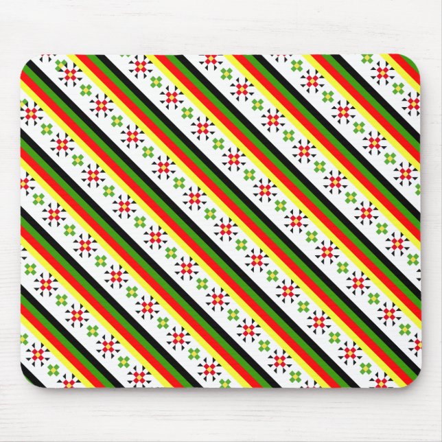 Färgglada östra folkpattern till ljustavla musmatta (Framsidan)