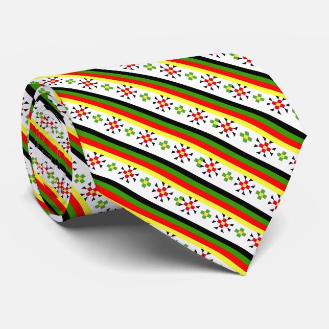 Färgglada östra folkpattern till ljustavla slips (Rullad)