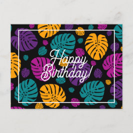 Färgglada palmlöv Glad födelsedag Vykort