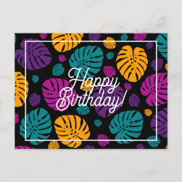 Färgglada palmlöv Glad födelsedag  Vykort