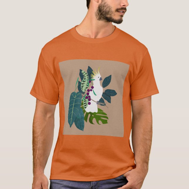 Färgglada papegoja – T-shirt med tropisk fågelkons (Framsida)