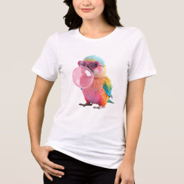 Färgglada papegoja-T-shirt | Söt bubbelgum-fågel  T Shirt