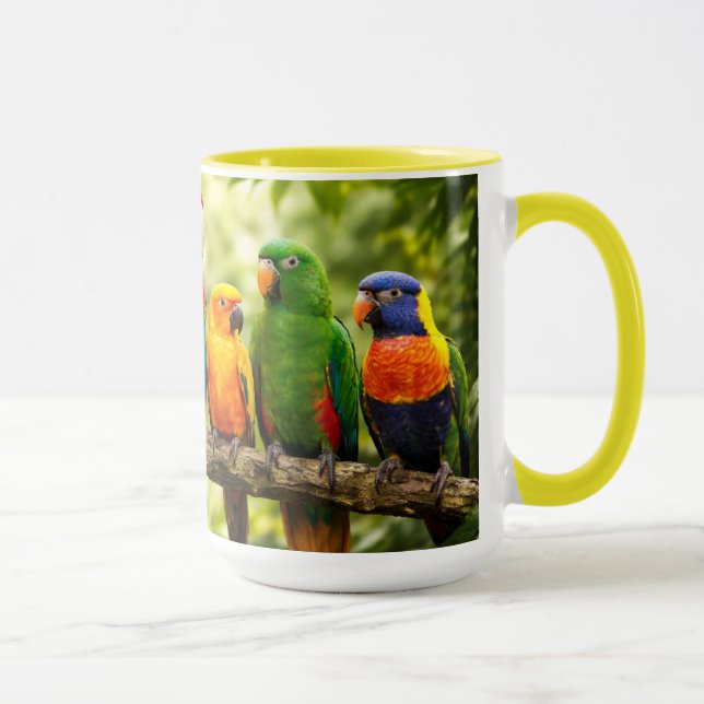 Färgglada papegojor i naturen mugg (Höger)