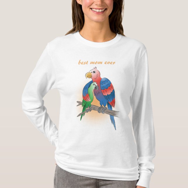 Färgglada papegojor mors dag t shirt (Framsida)