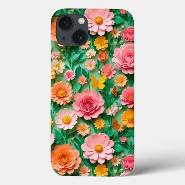 Färgglada pappersblommor och fjärilar (Baksida)