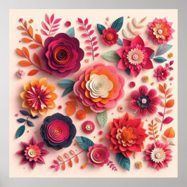 Färgglada pappersblommor poster