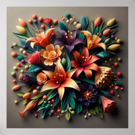 Färgglada pappersblommor poster