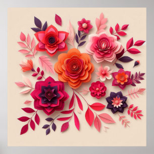 Färgglada pappersblommor poster